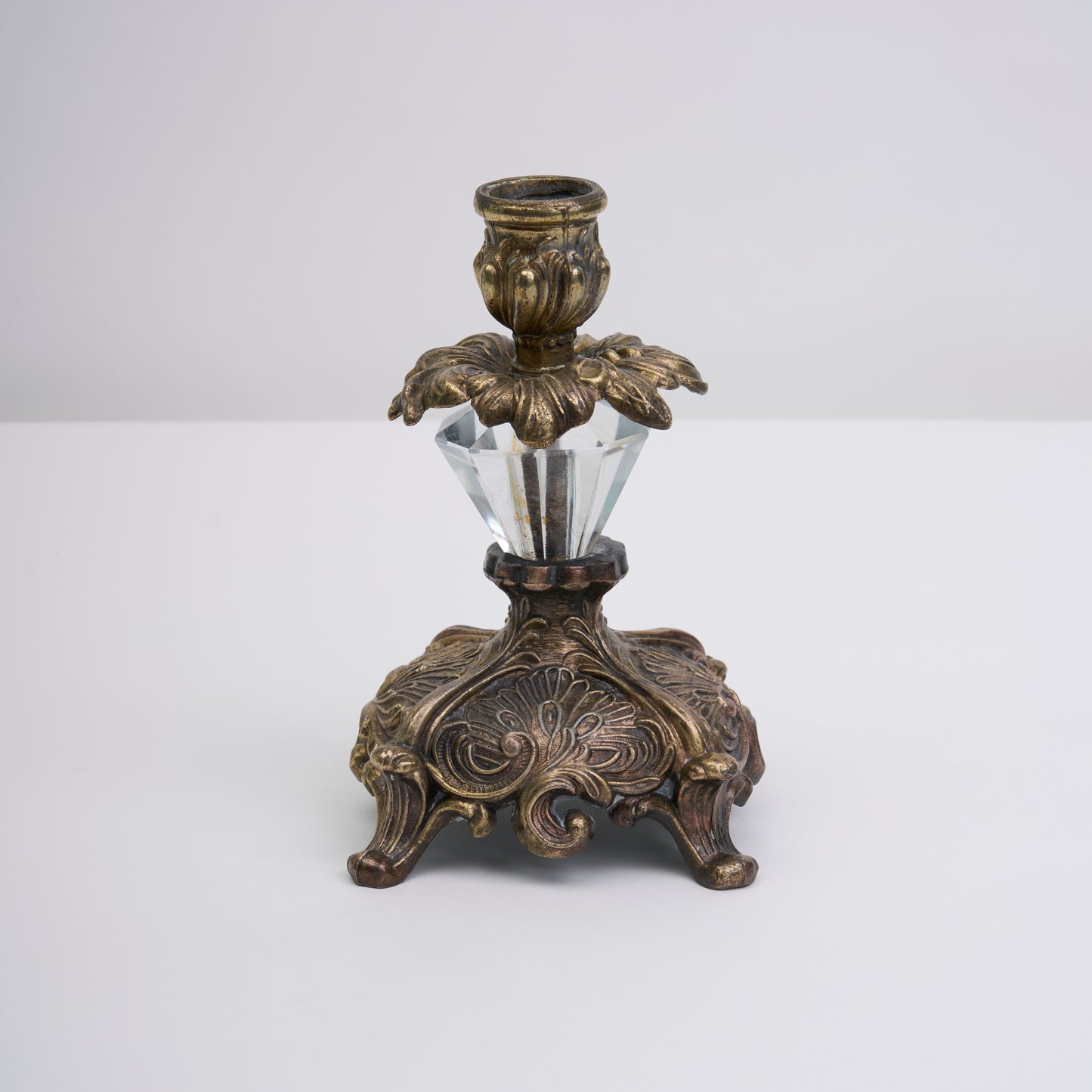 Crystal and Brass Candlestick