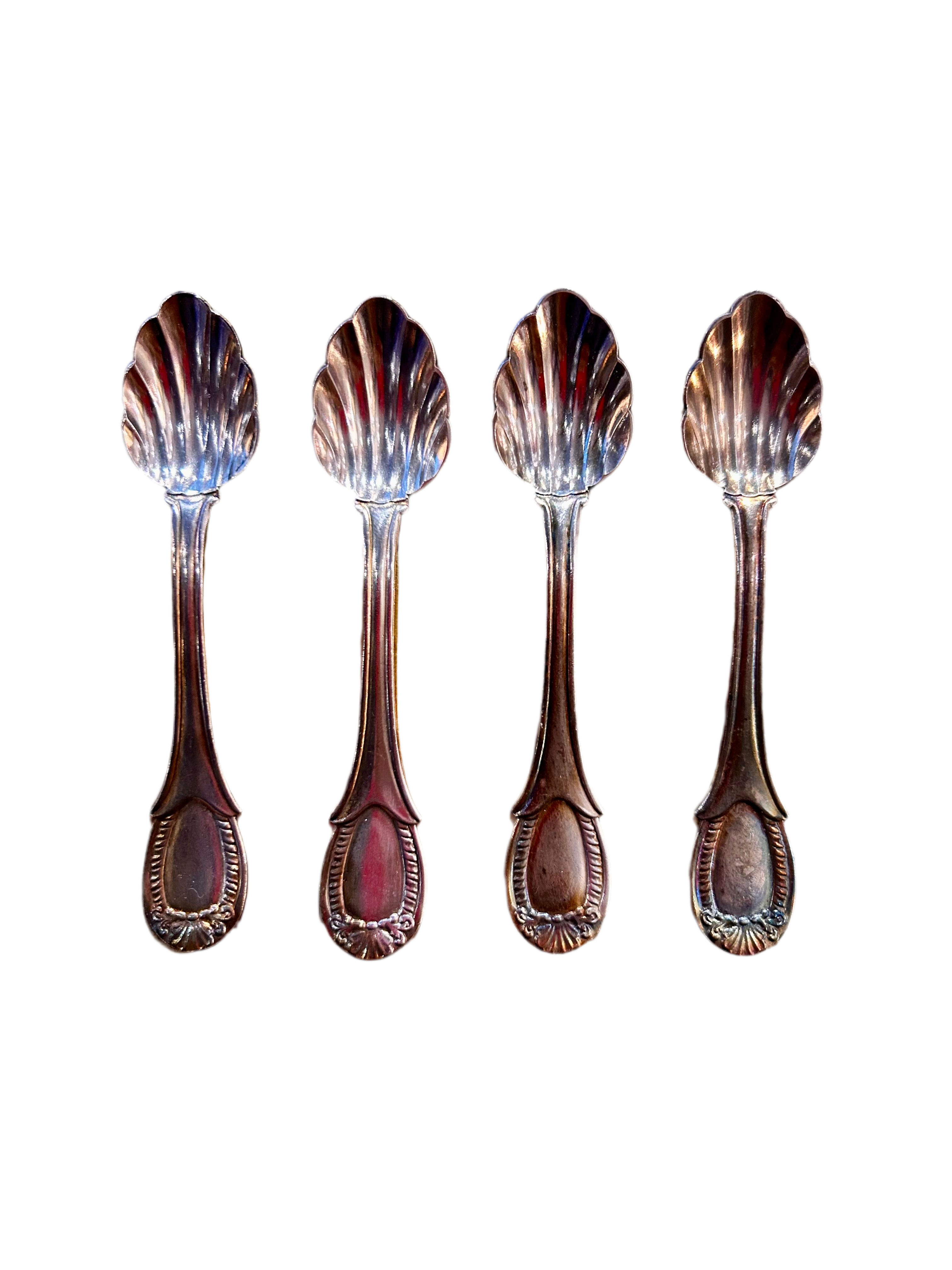 4 Bellini DEMITASSE SPOONS 90 Silverpate Elegant Shell Shape