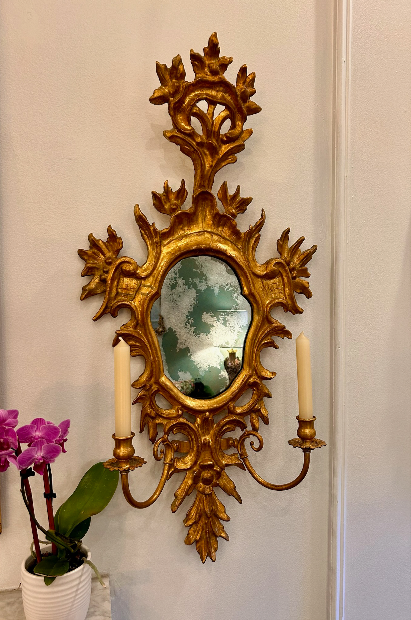 Venetian Style Giltwood Mirror Sconce