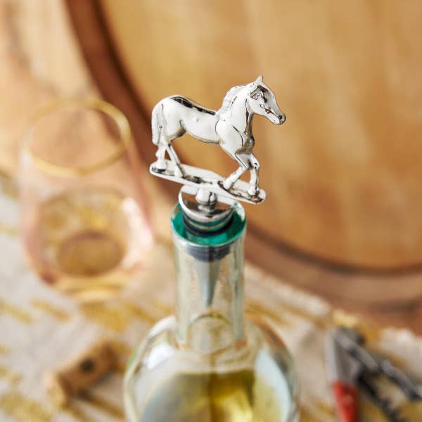 Chrome-Finished Pewter Racehorse Wine Stopper