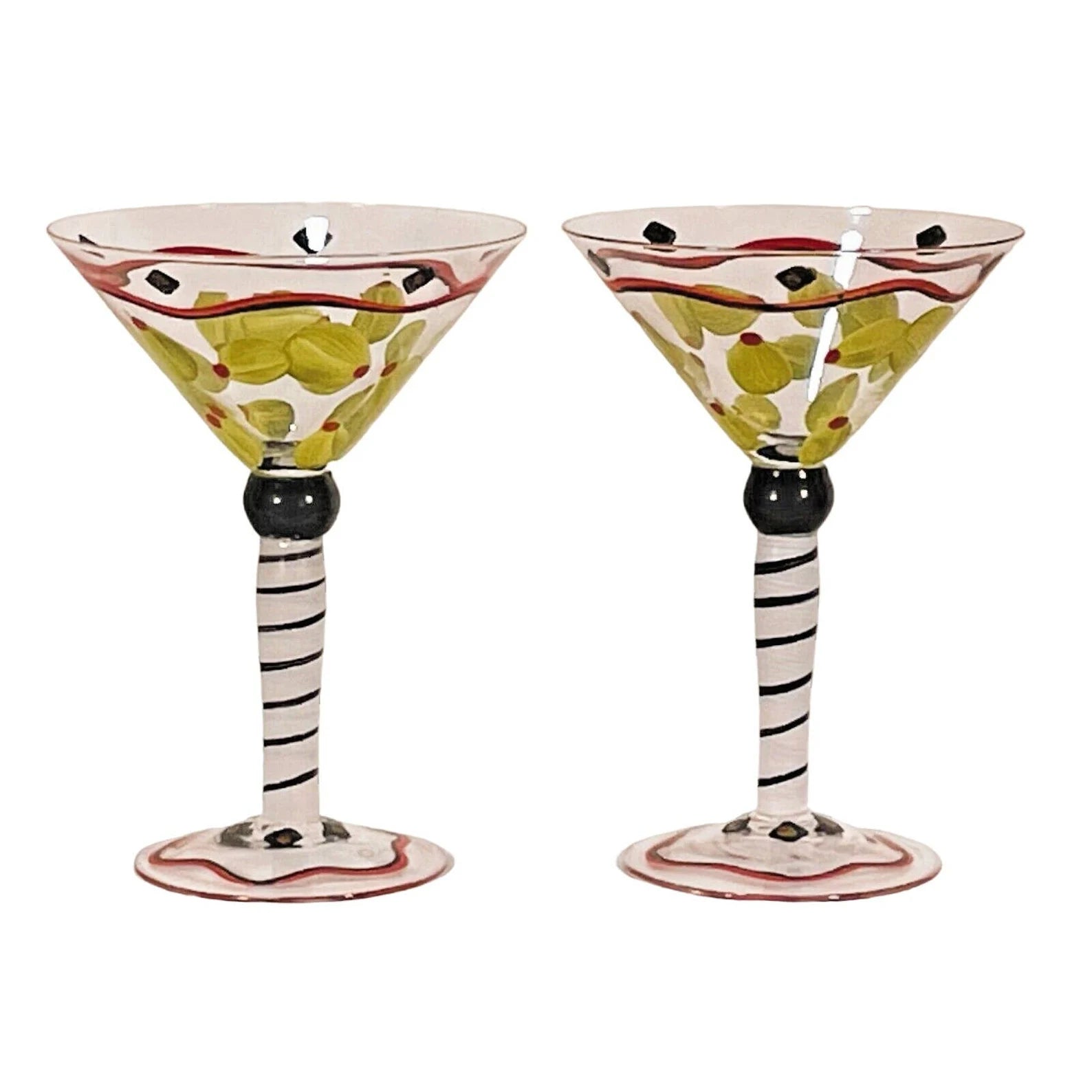 Painted Martini Glass Pair