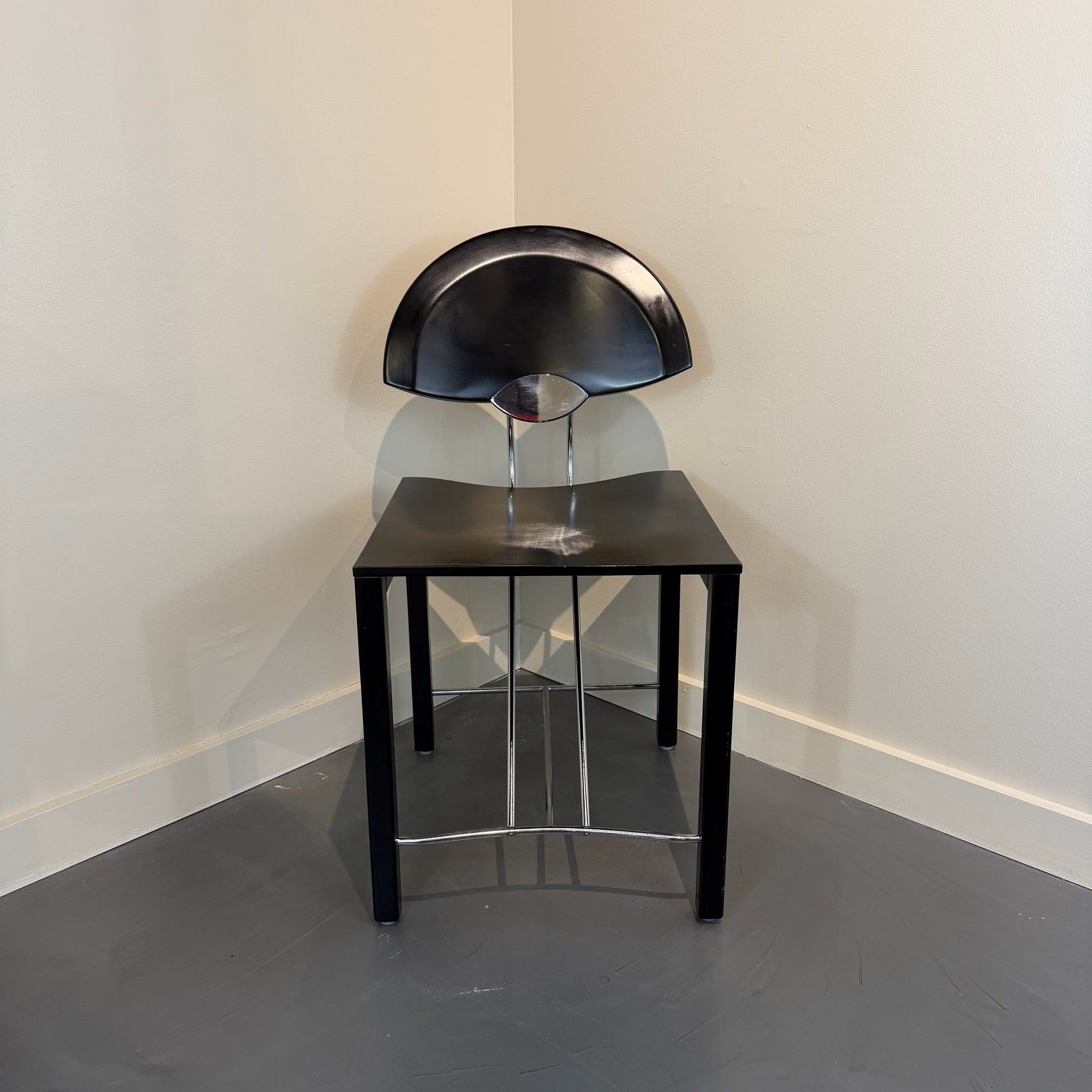Italian Postmodern Ebonized & Chrome Dining Chairs