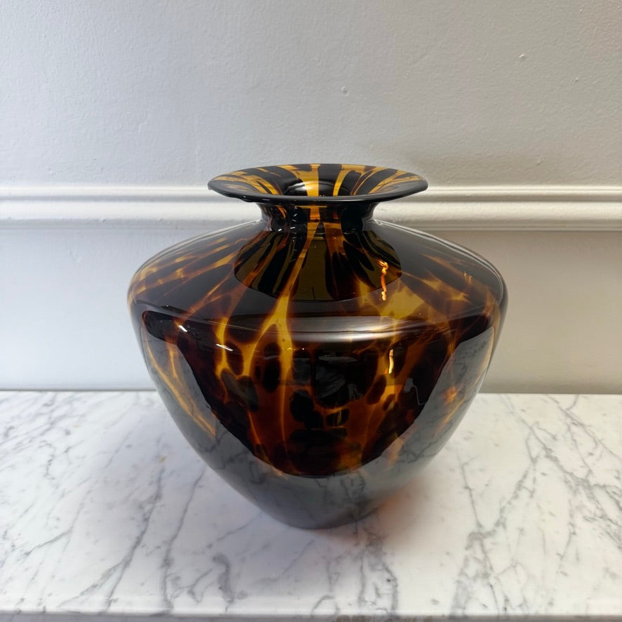 Italian Murano Tortoiseshell Art Glass Vase
