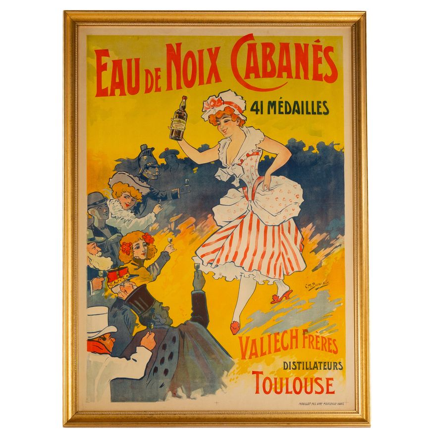 “Eau de Noix Cabanes” Antique Advertising Poster