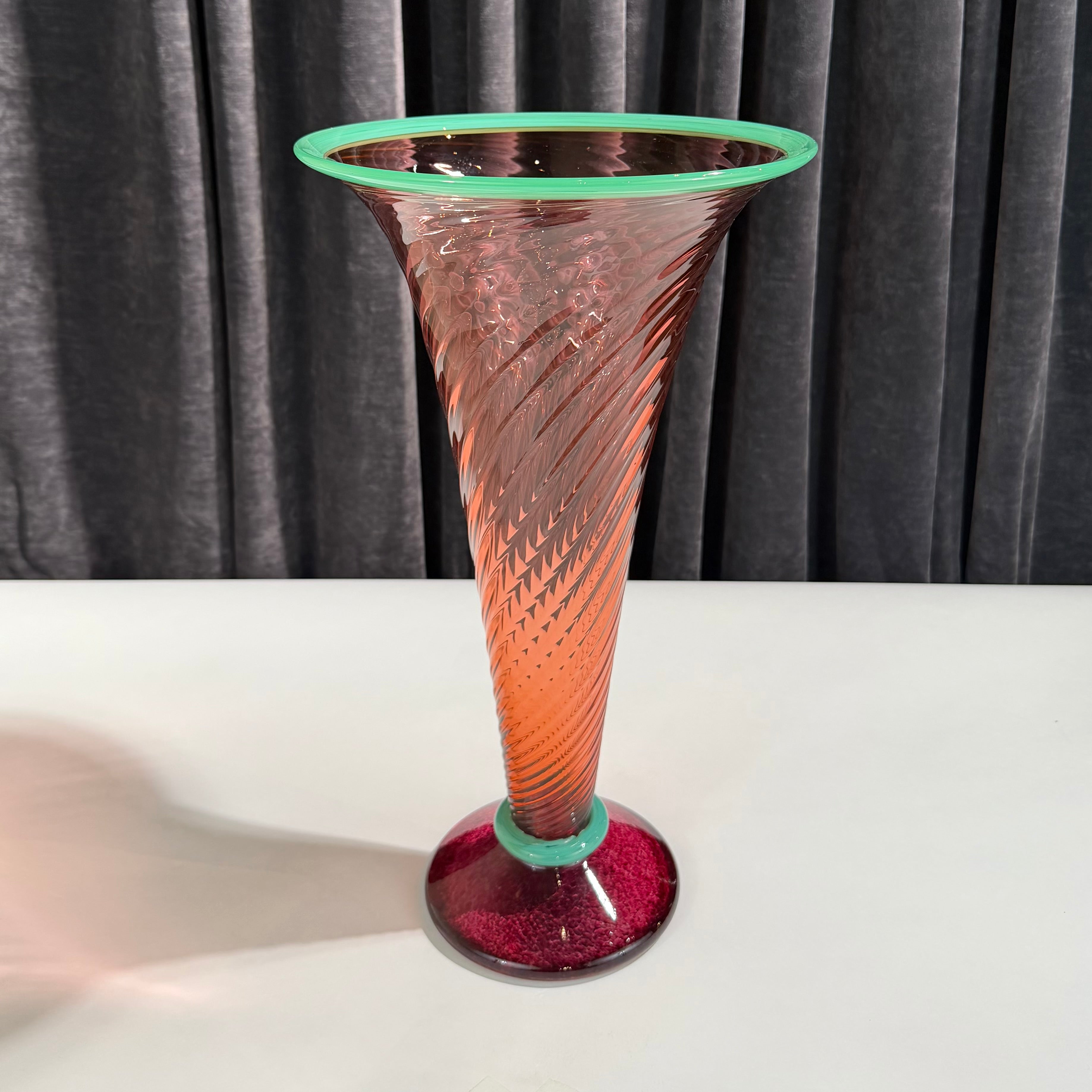 Young & Constantin Hand Blown Swirl Vase - Signed