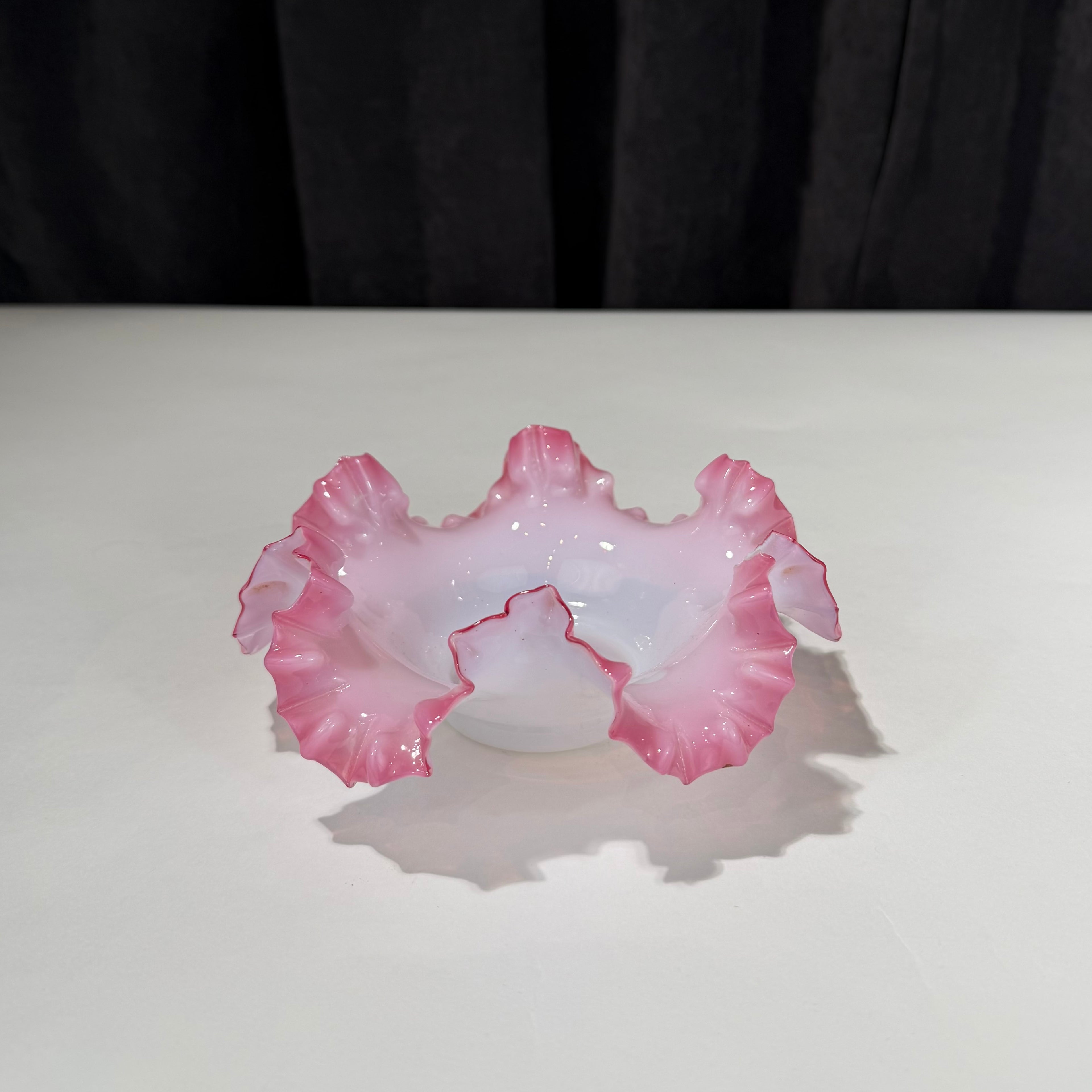 Vintage Fenton Ruffled Bride's Basket Bowl