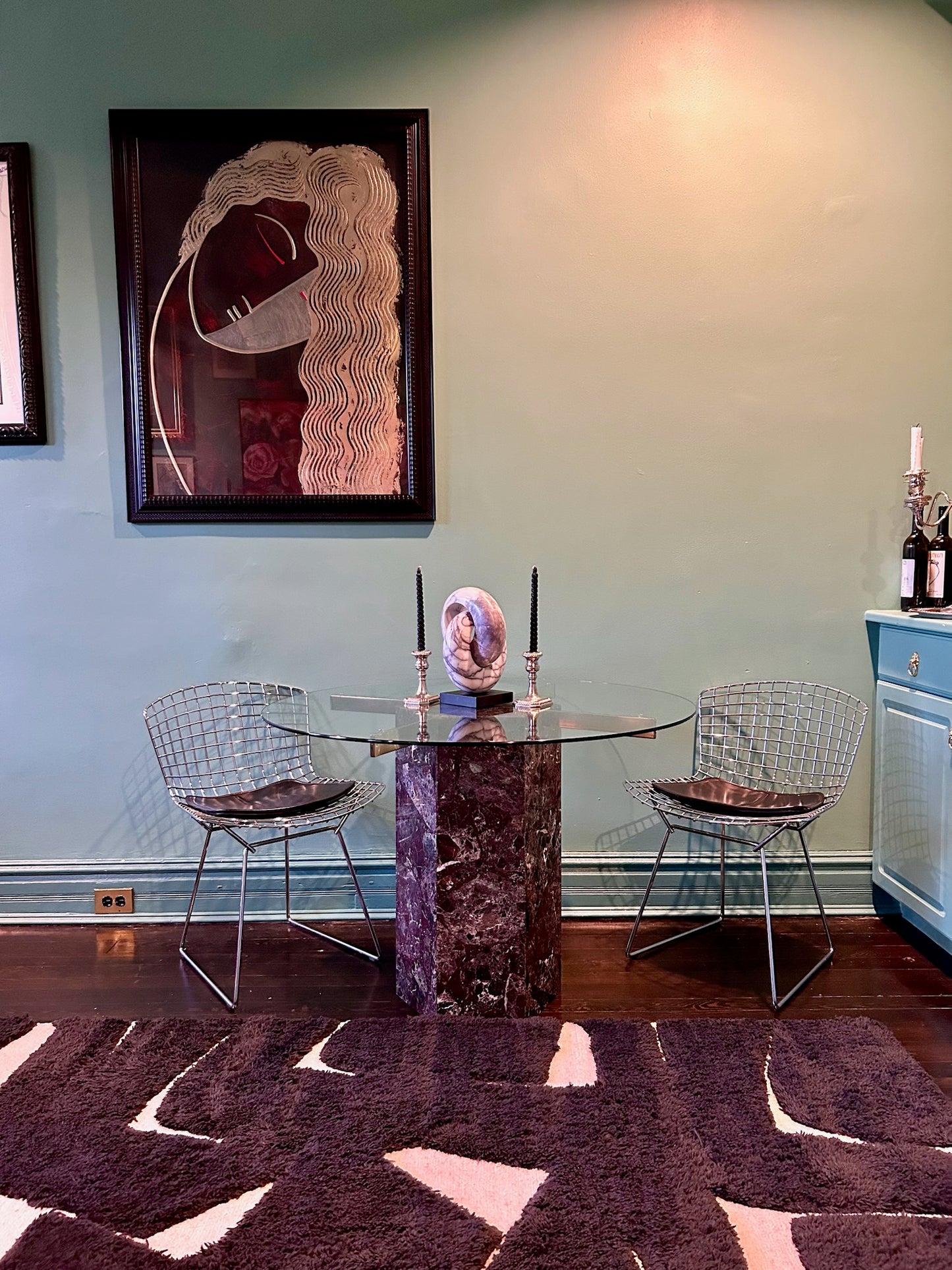 Italian Marble and Glass Dining Table