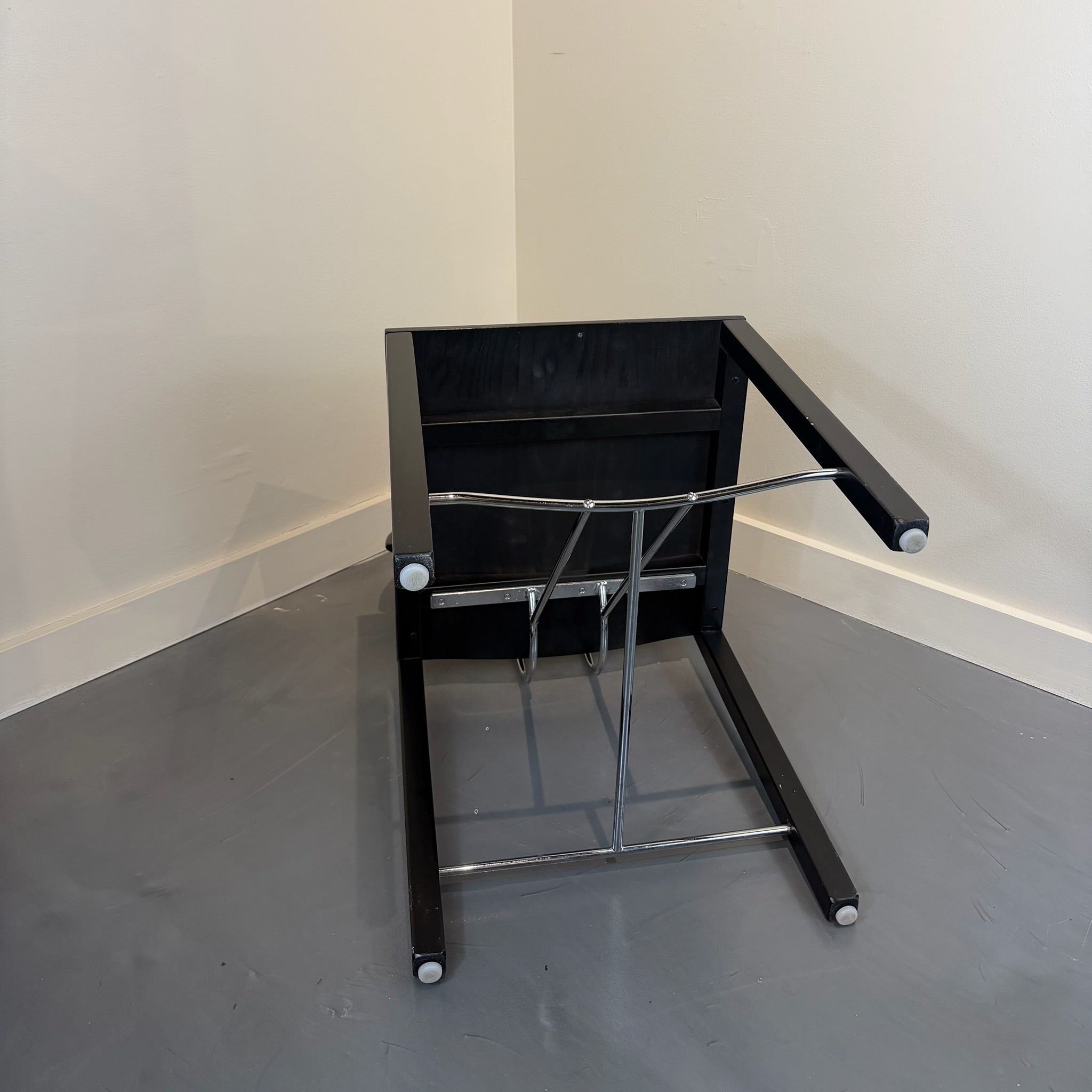 Italian Postmodern Ebonized & Chrome Dining Chairs