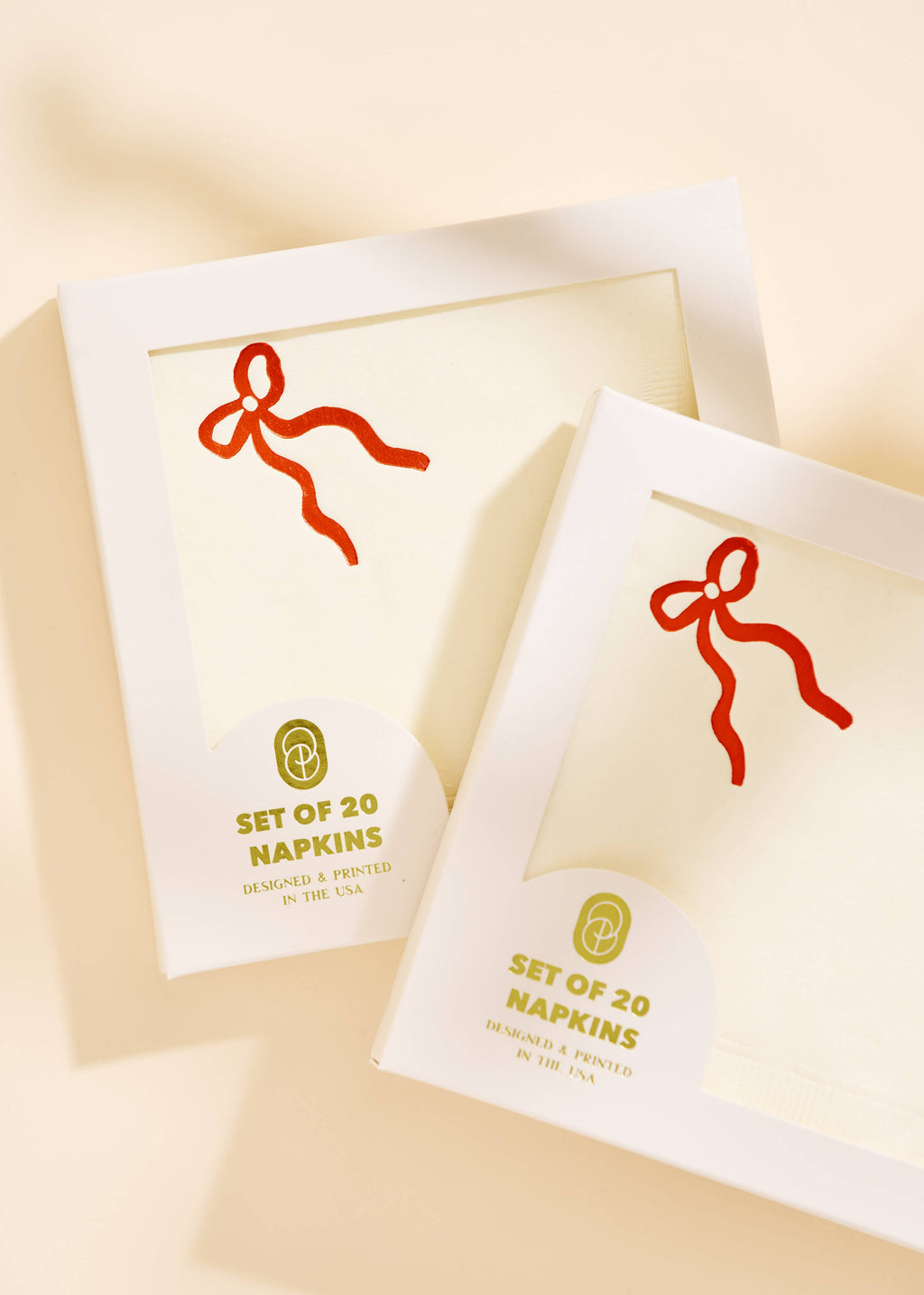 Classic Red Bow Cocktail Paper Beverage Napkins - Set of 20