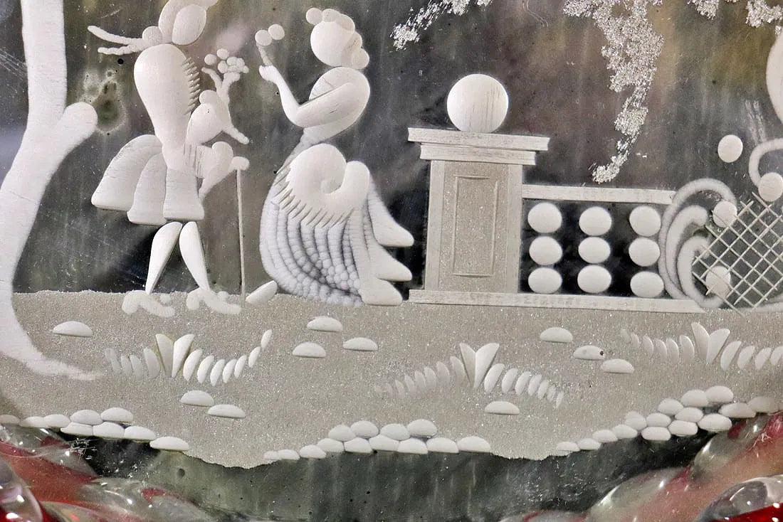 Murano Etched Glass Tray Attr. to Ercole Barovier