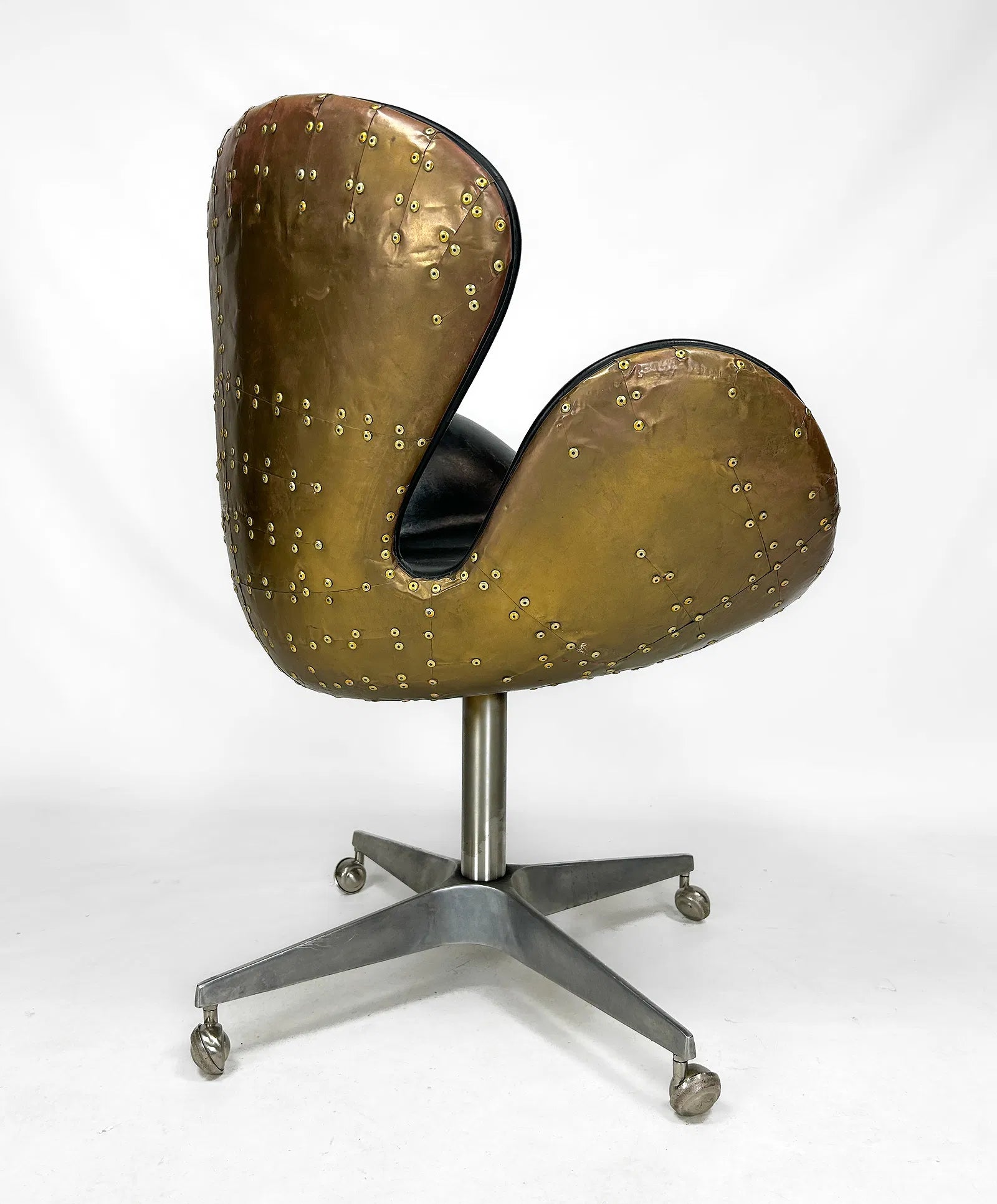 Swan Chair with Copper & Distressed leather