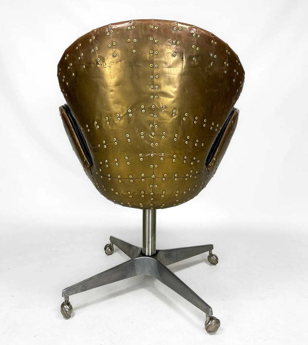 Swan Chair with Copper & Distressed leather