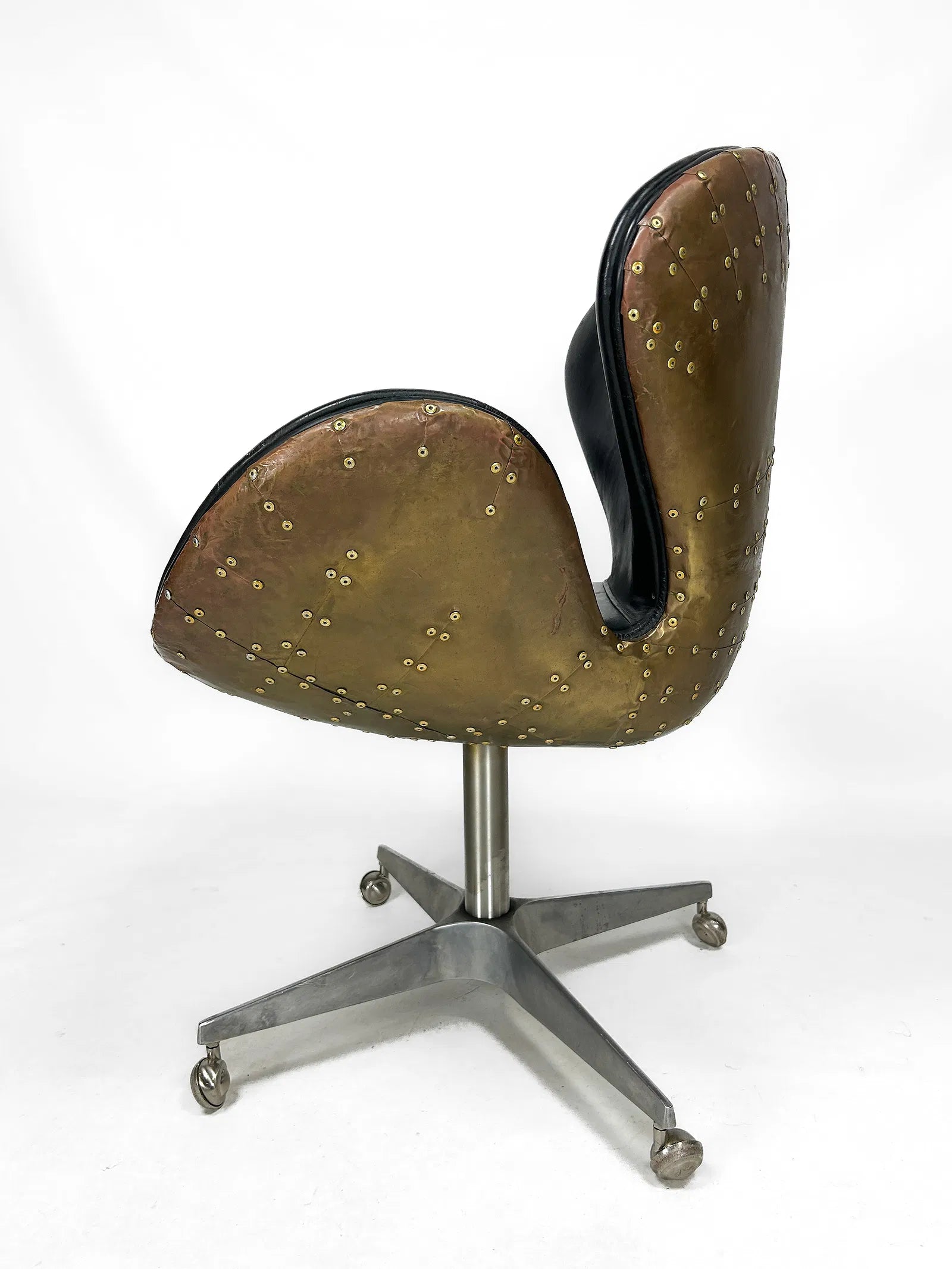 Swan Chair with Copper & Distressed leather