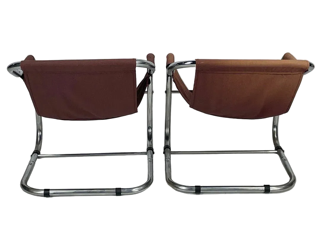 Pair of Post Modern Steel & Fabric Lounge Chairs