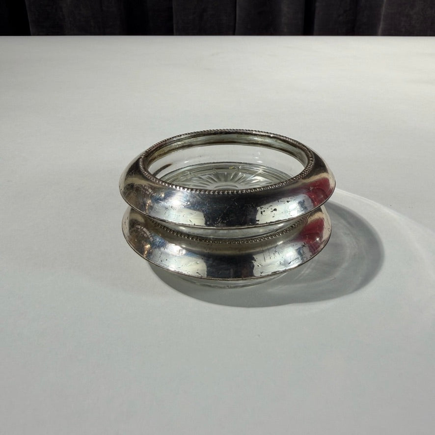 Sterling Silver & Crystals Coaster Pair