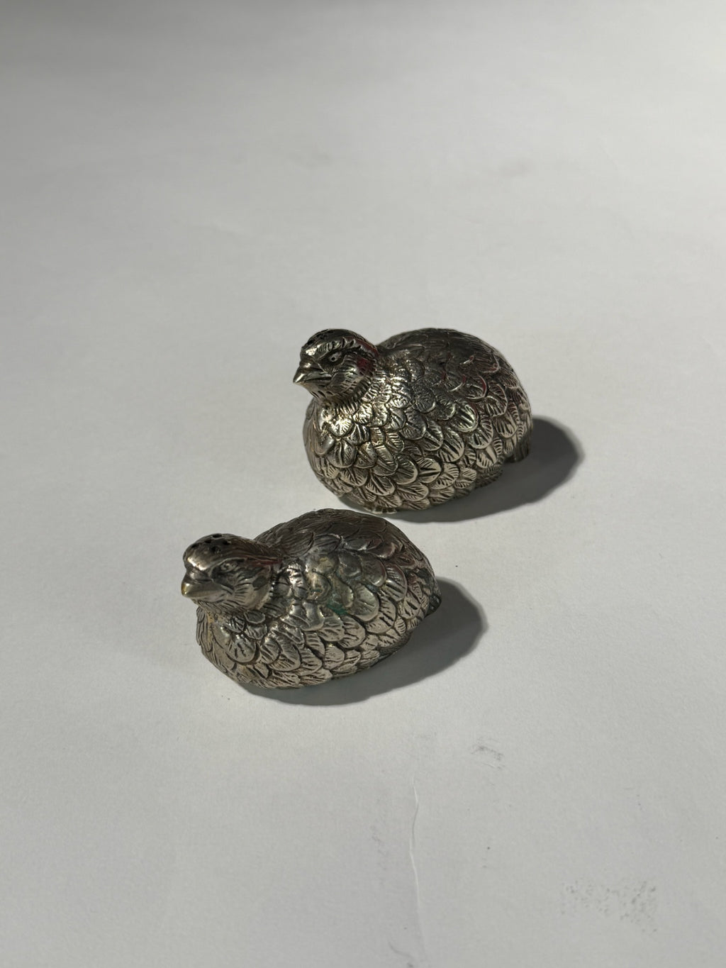 Silver Salt & Pepper Quail Shakers