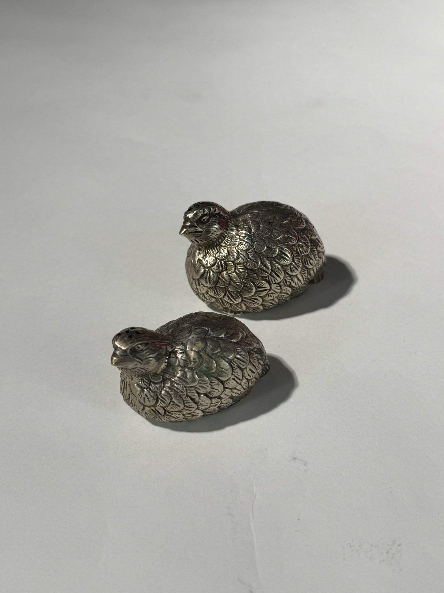 Silver Salt & Pepper Quail Shakers