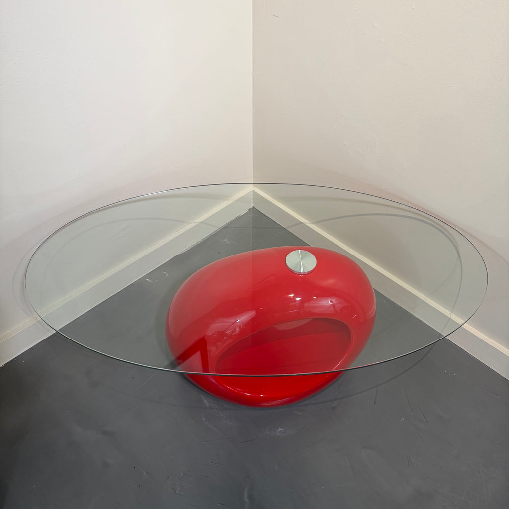 Postmodern Glass & Red Coffee table