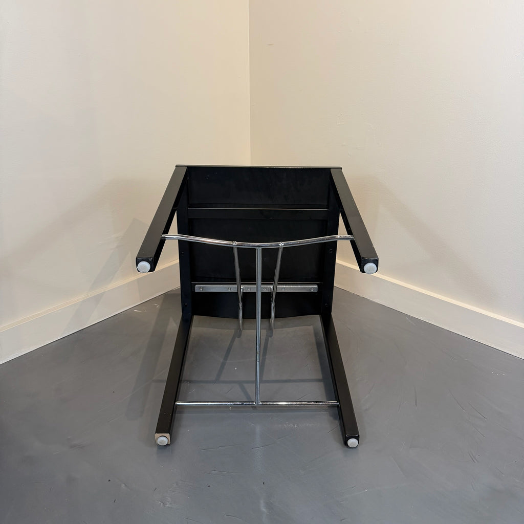 Italian Postmodern Ebonized & Chrome Dining Chairs