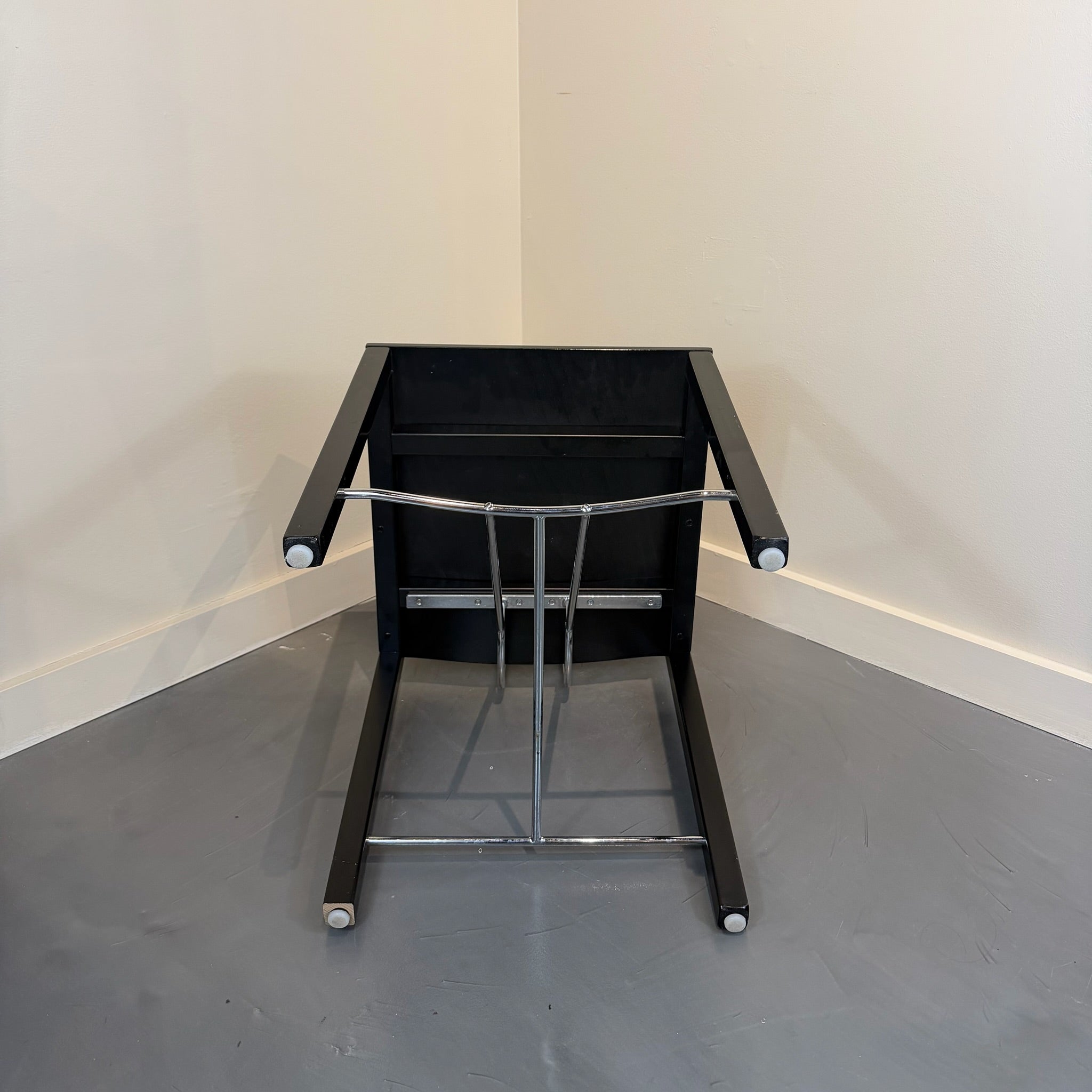 Italian Postmodern Ebonized & Chrome Dining Chairs