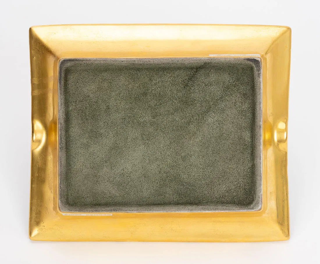Hermès Hand Painted Gold and Green Ashtray