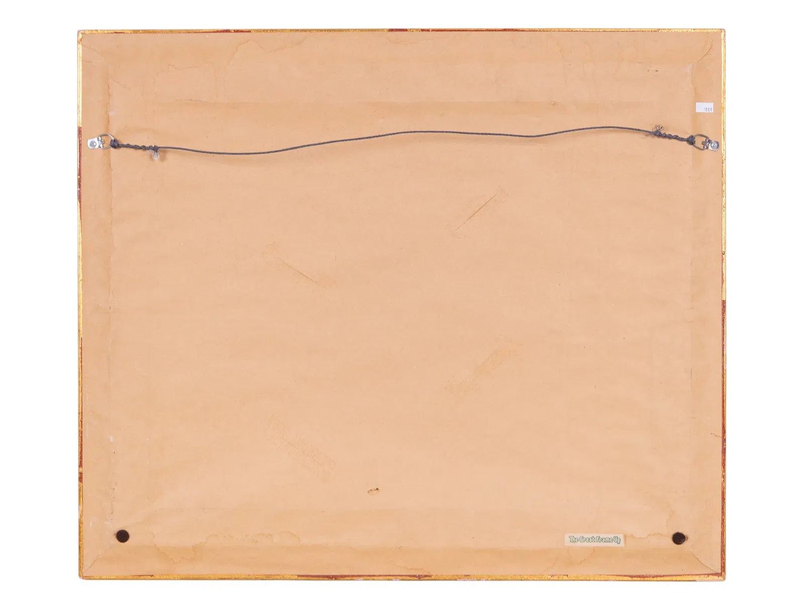 Back view of a framed artwork with a visible brand logo on a white background