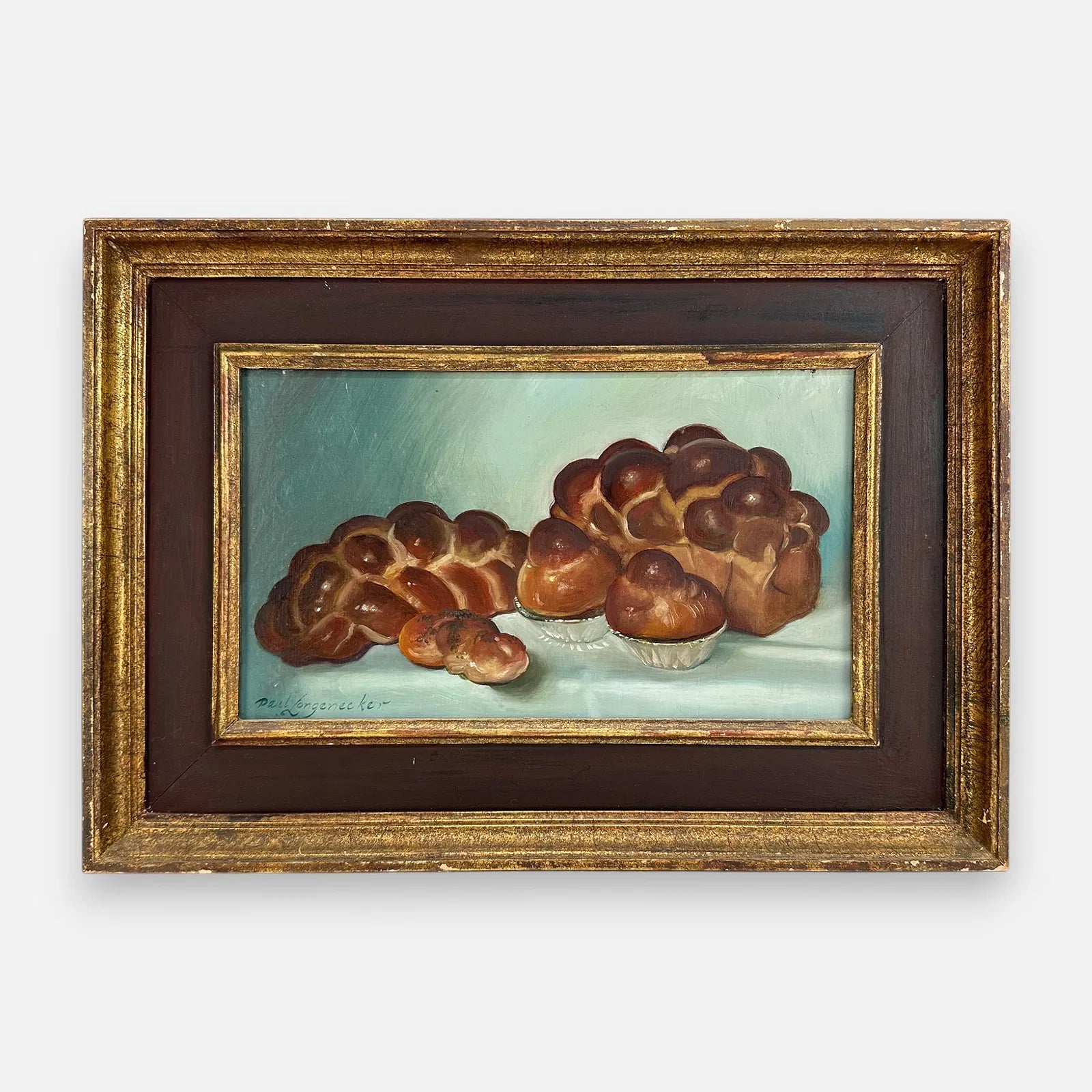 Paul Longenecker "Egg Bread Brioche" Oil on Board Painting