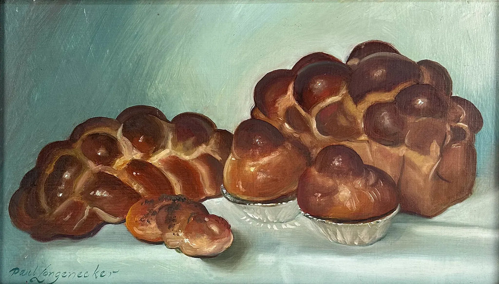 Paul Longenecker "Egg Bread Brioche" Oil on Board Painting