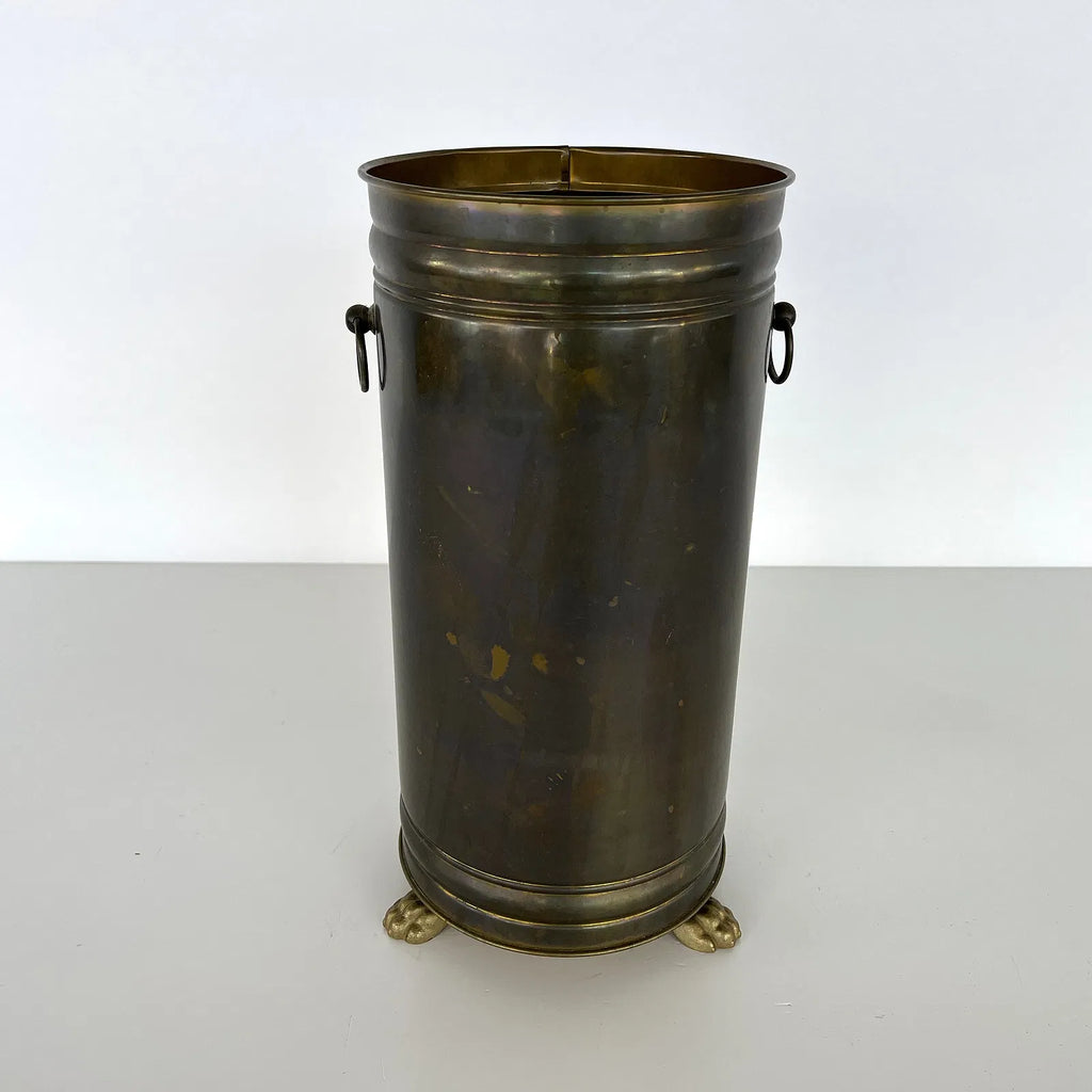 Vintage Copper Umbrella Stand with Ring Handles