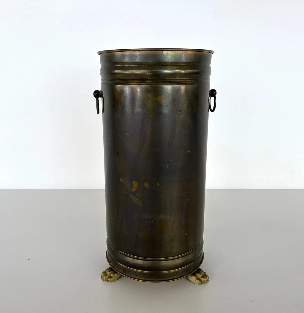 Vintage Copper Umbrella Stand with Ring Handles