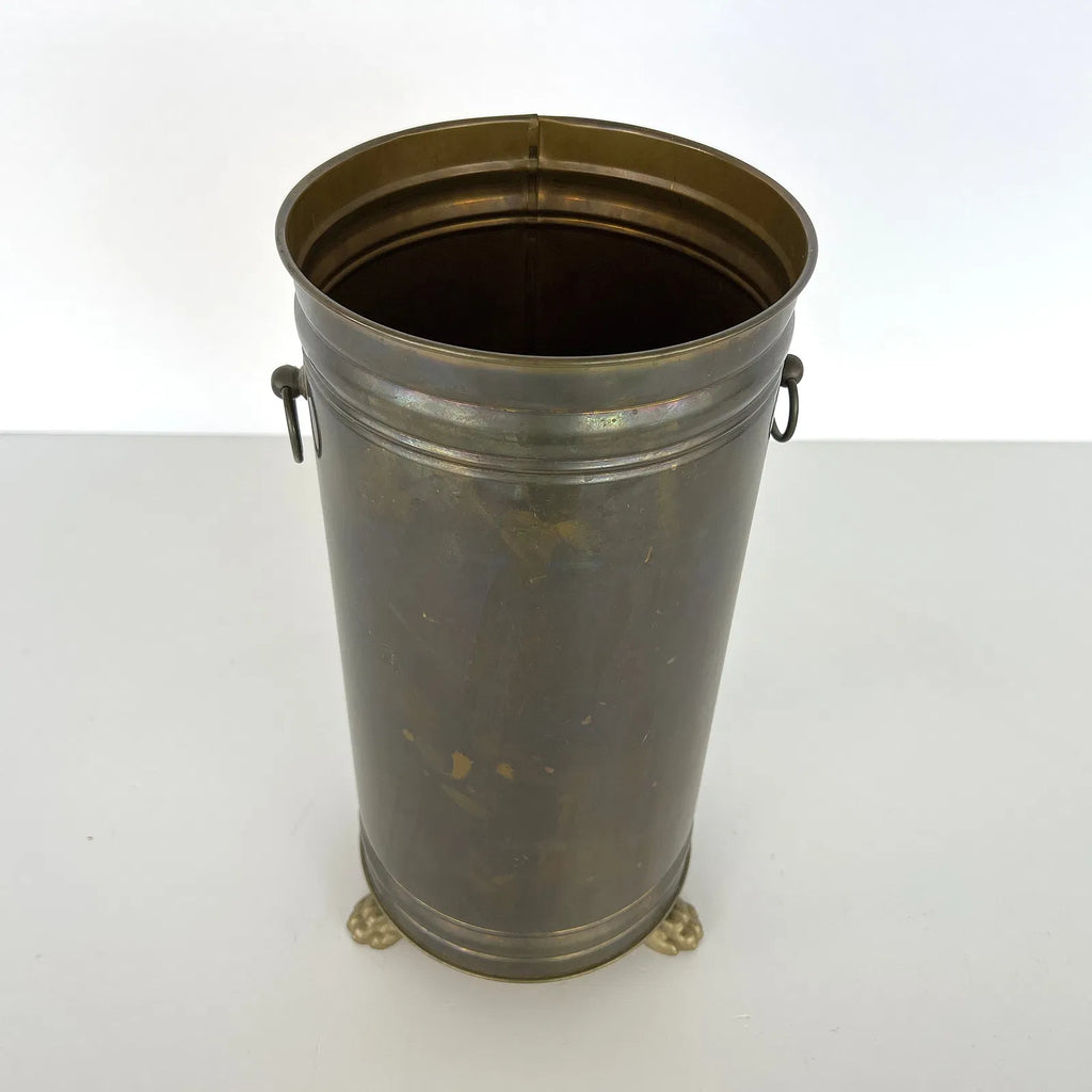 Vintage Copper Umbrella Stand with Ring Handles