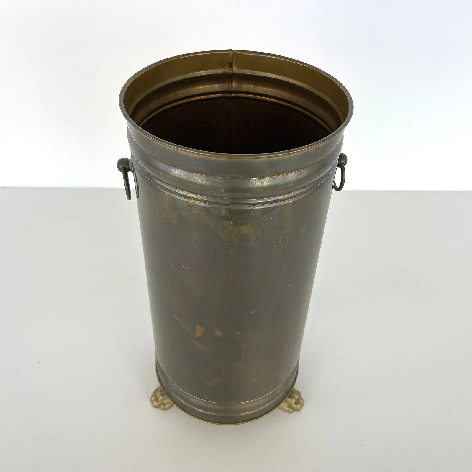 Vintage Copper Umbrella Stand with Ring Handles