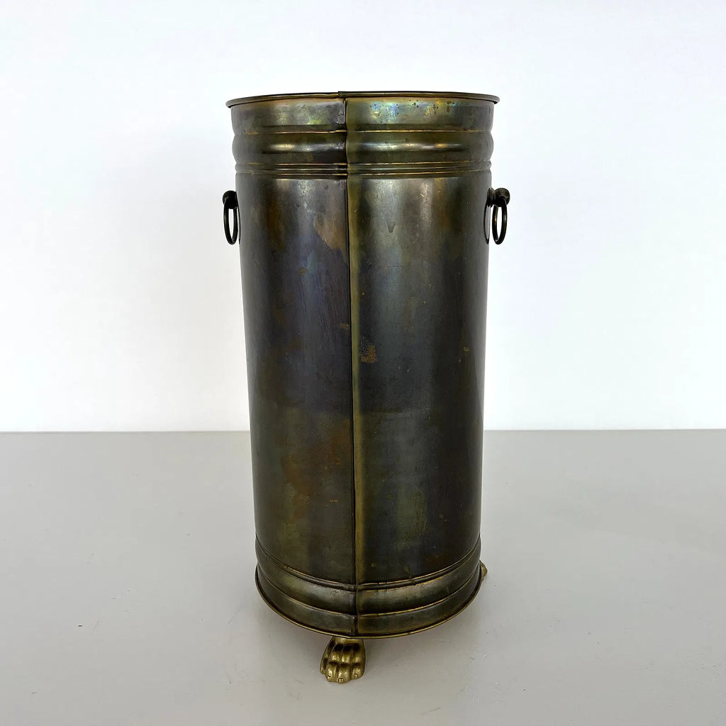 Vintage Copper Umbrella Stand with Ring Handles