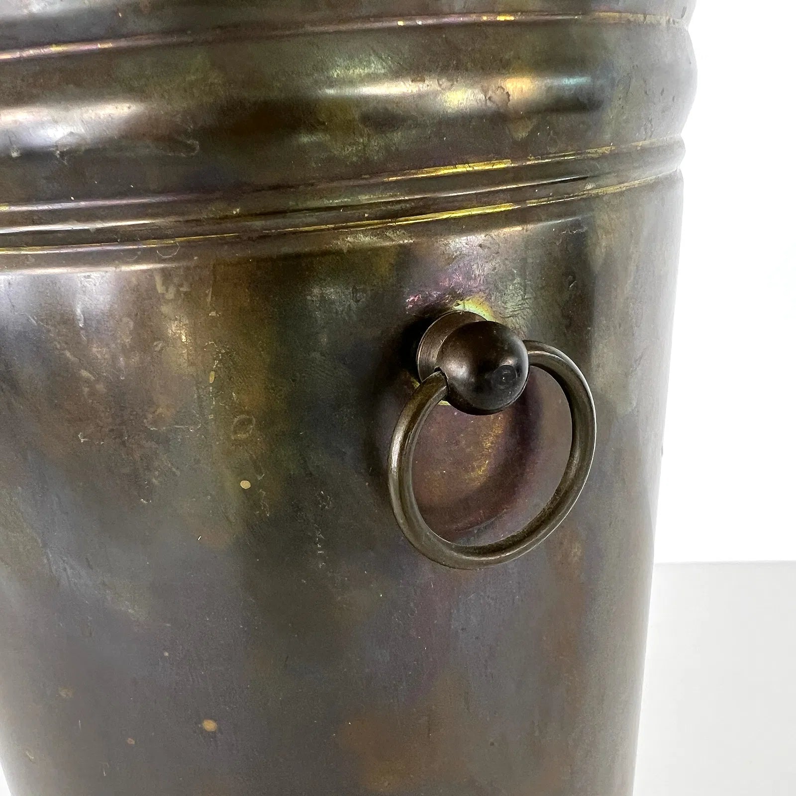 Vintage Copper Umbrella Stand with Ring Handles