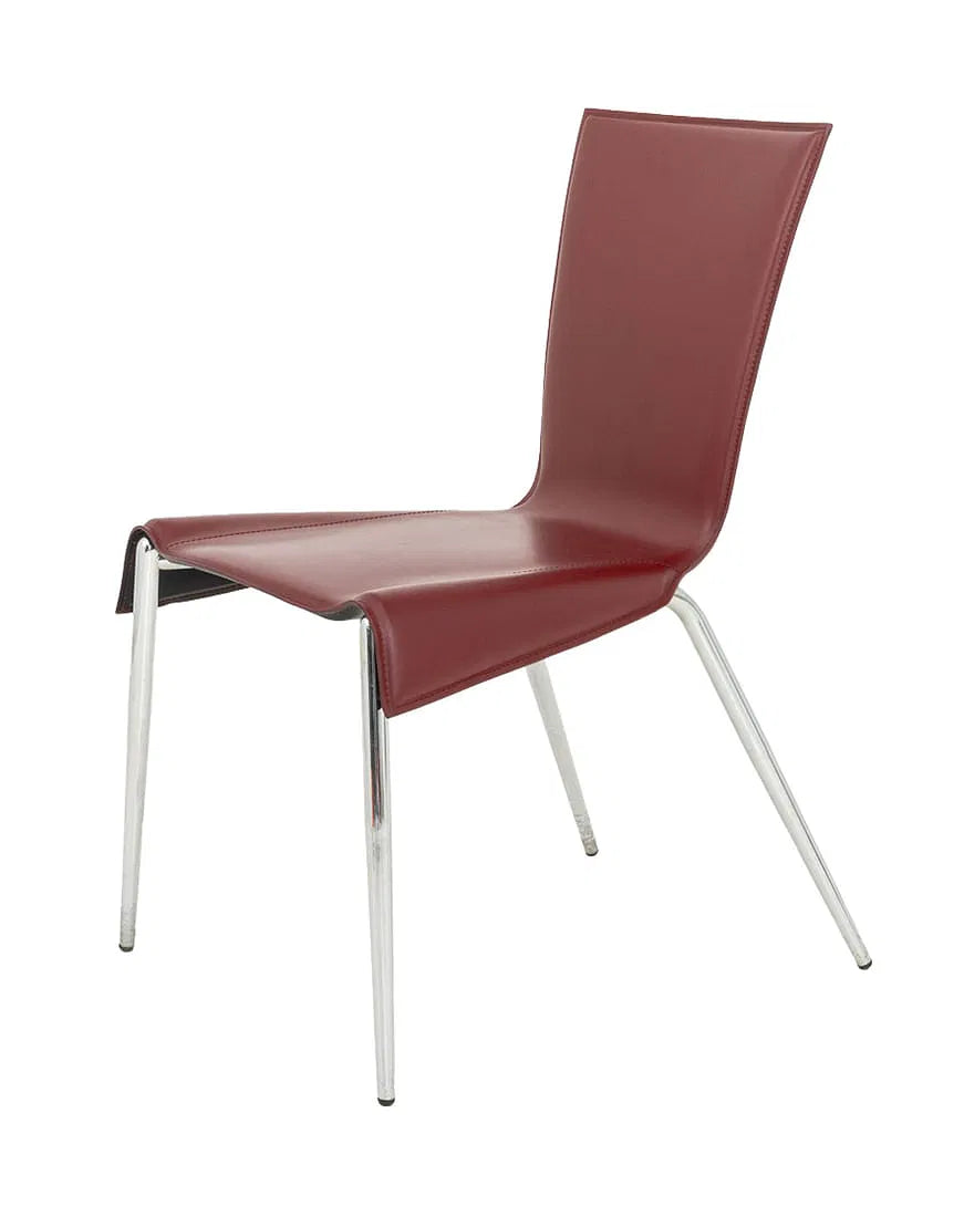 Italian Postmodern Burgundy Leather Side Chair