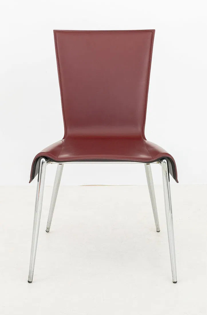 Italian Postmodern Burgundy Leather Side Chair