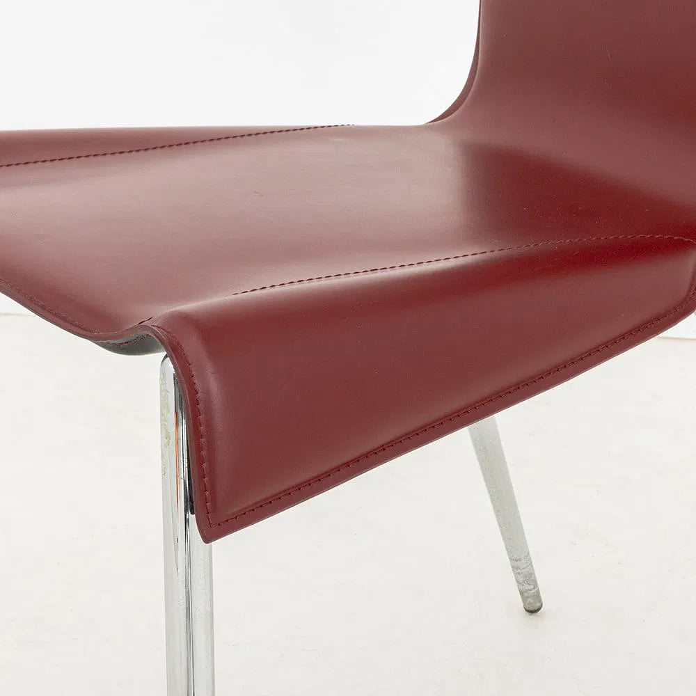 Italian Postmodern Burgundy Leather Side Chair