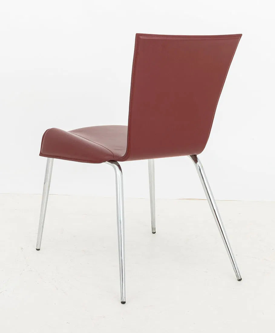 Italian Postmodern Burgundy Leather Side Chair