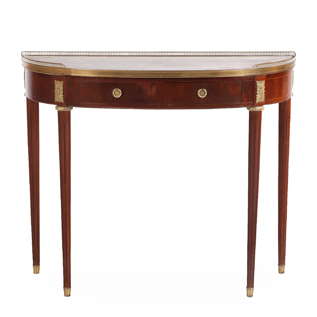 Mahogany Marble Top Demilune