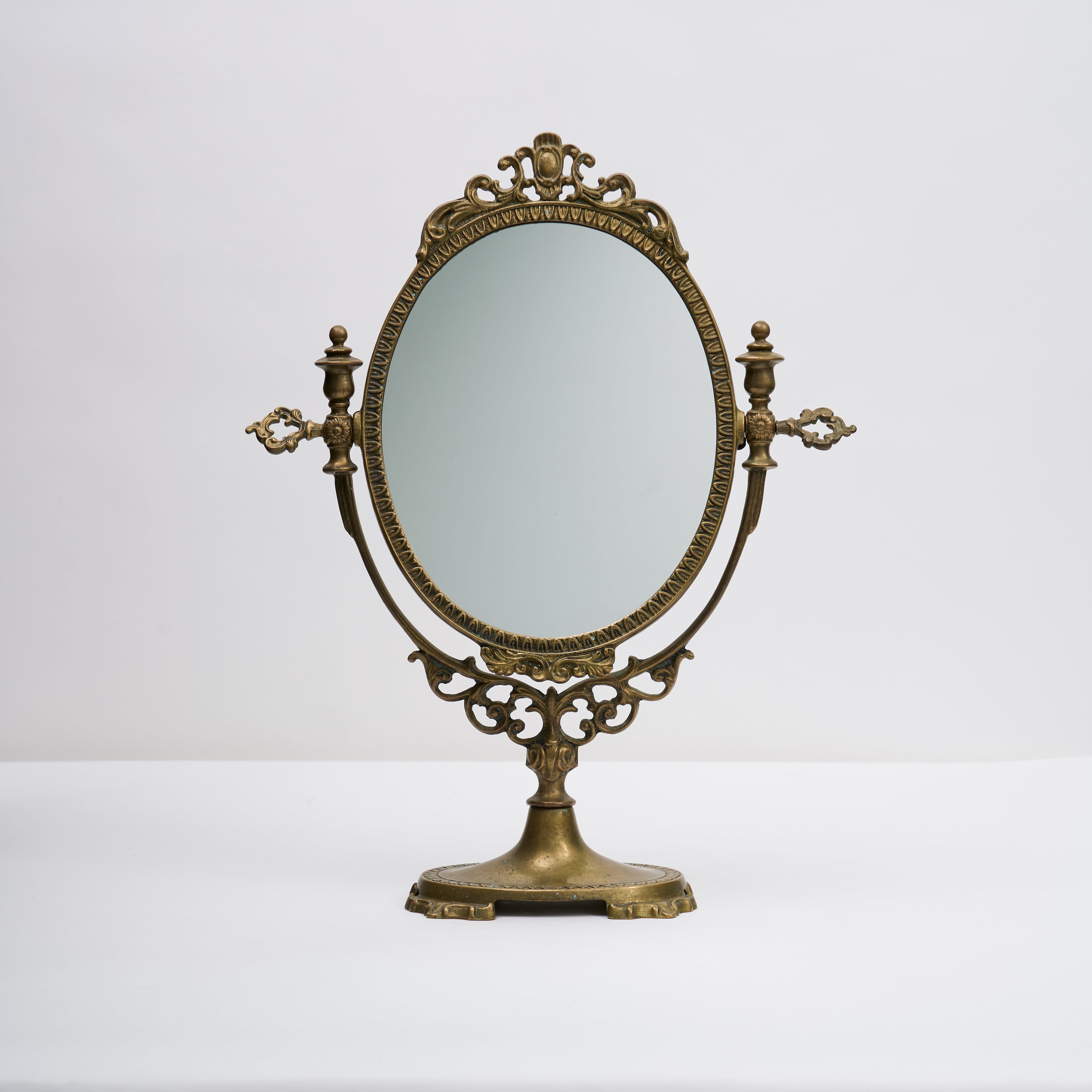 Antique Brass Table Top Mirror