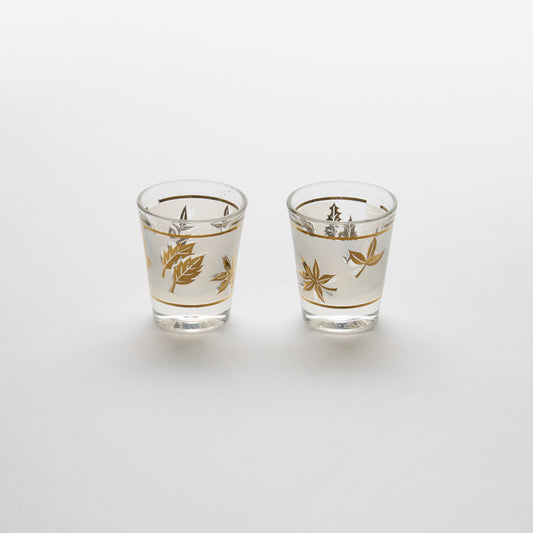 Frosted Gold Foliage Shot Glass Set