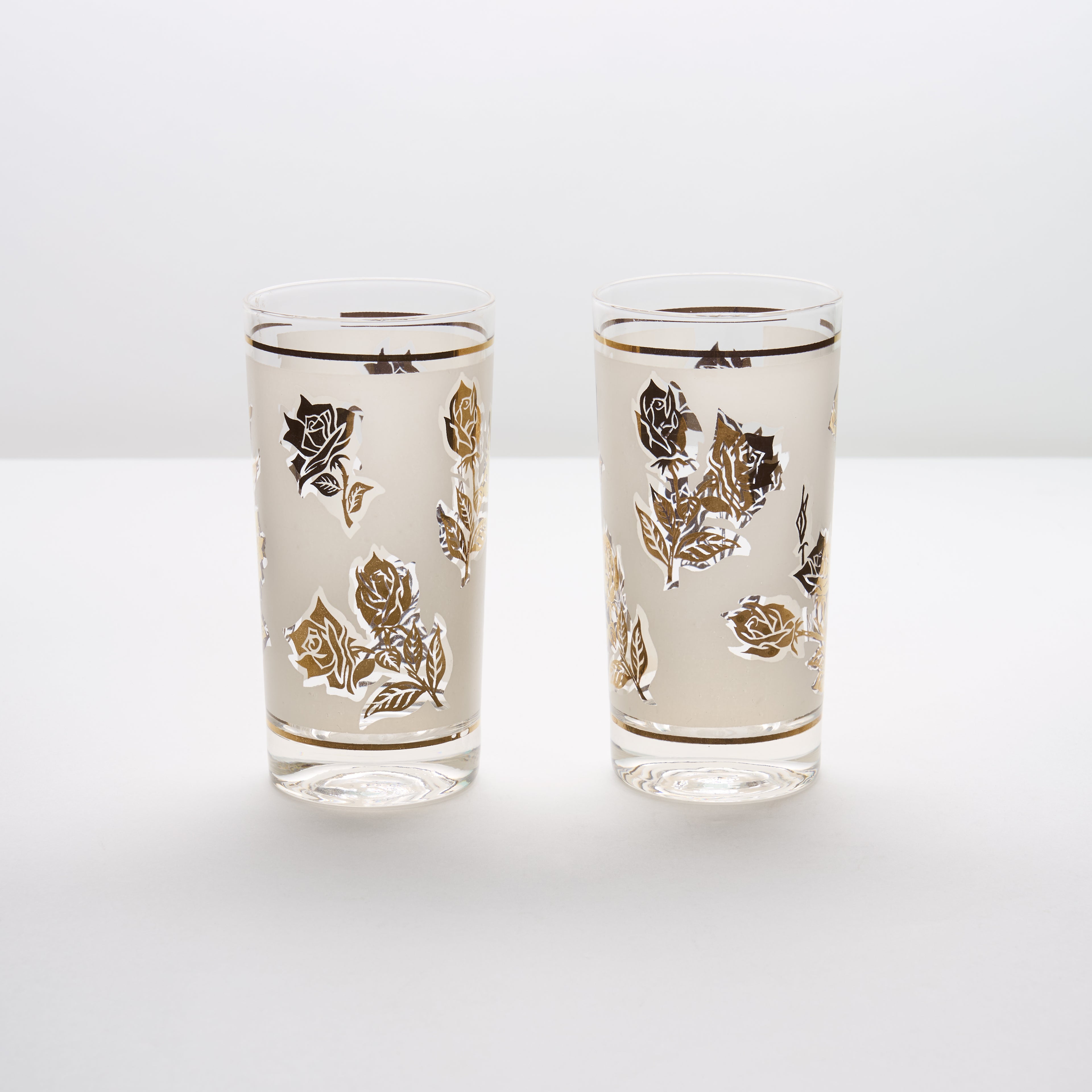 Frosted Gold Rose High Ball Glass