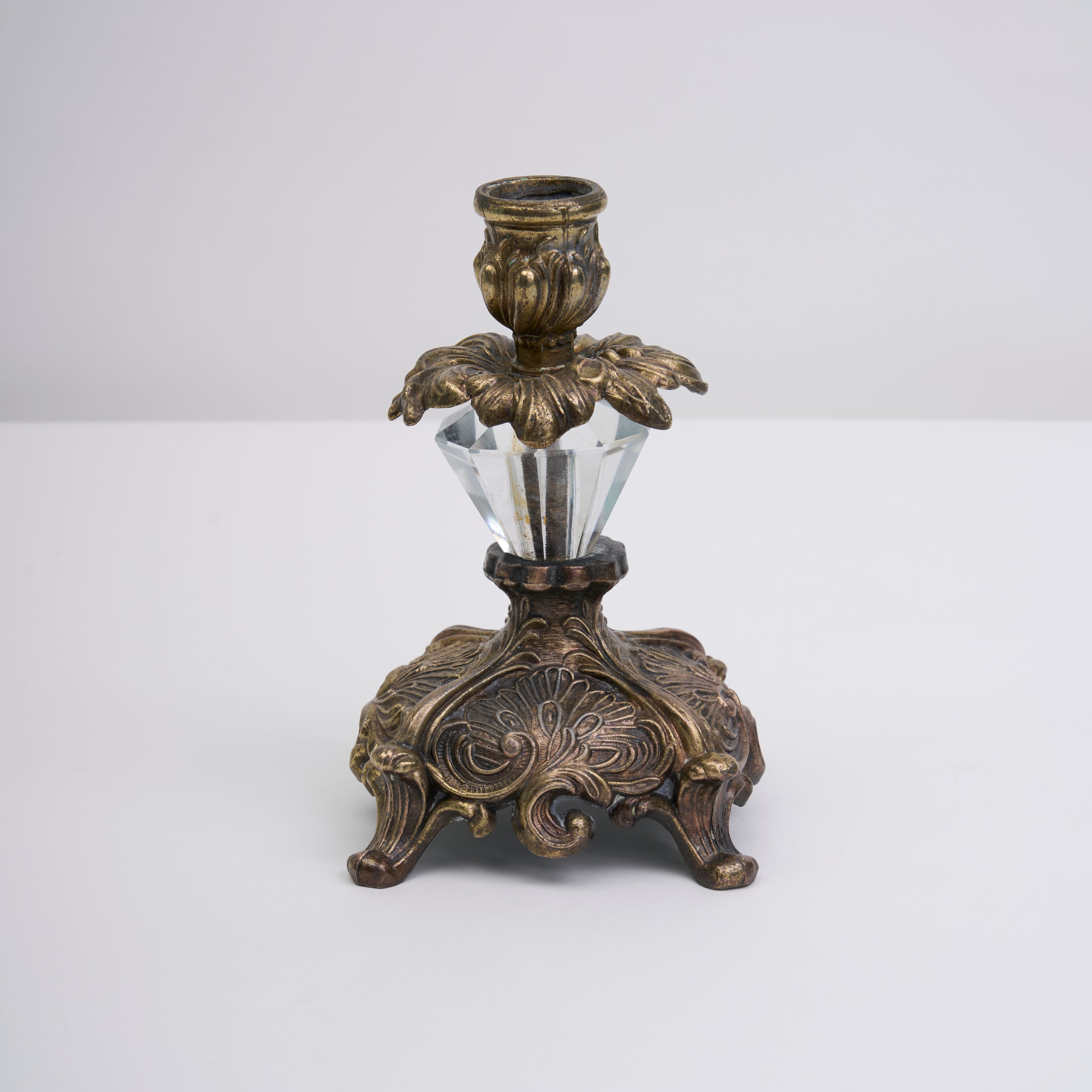 Crystal and Brass Candlestick