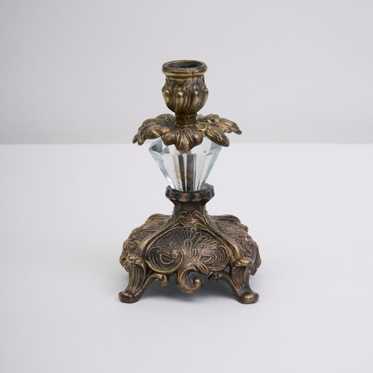 Crystal and Brass Candlestick