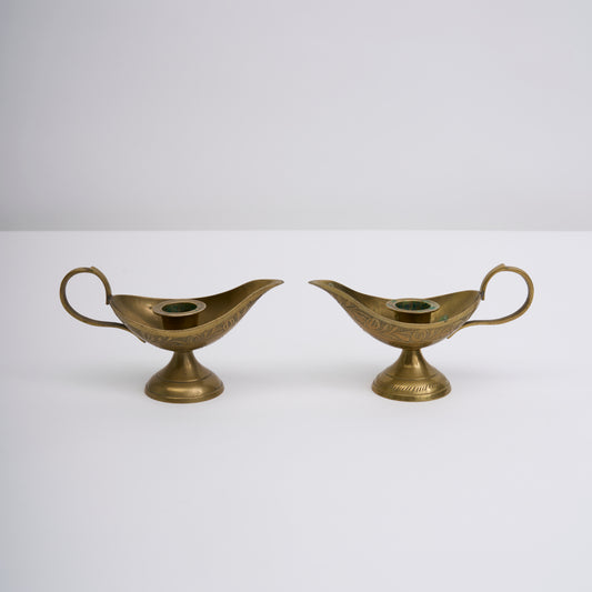 Vintage Brass Genie Lamp Candle