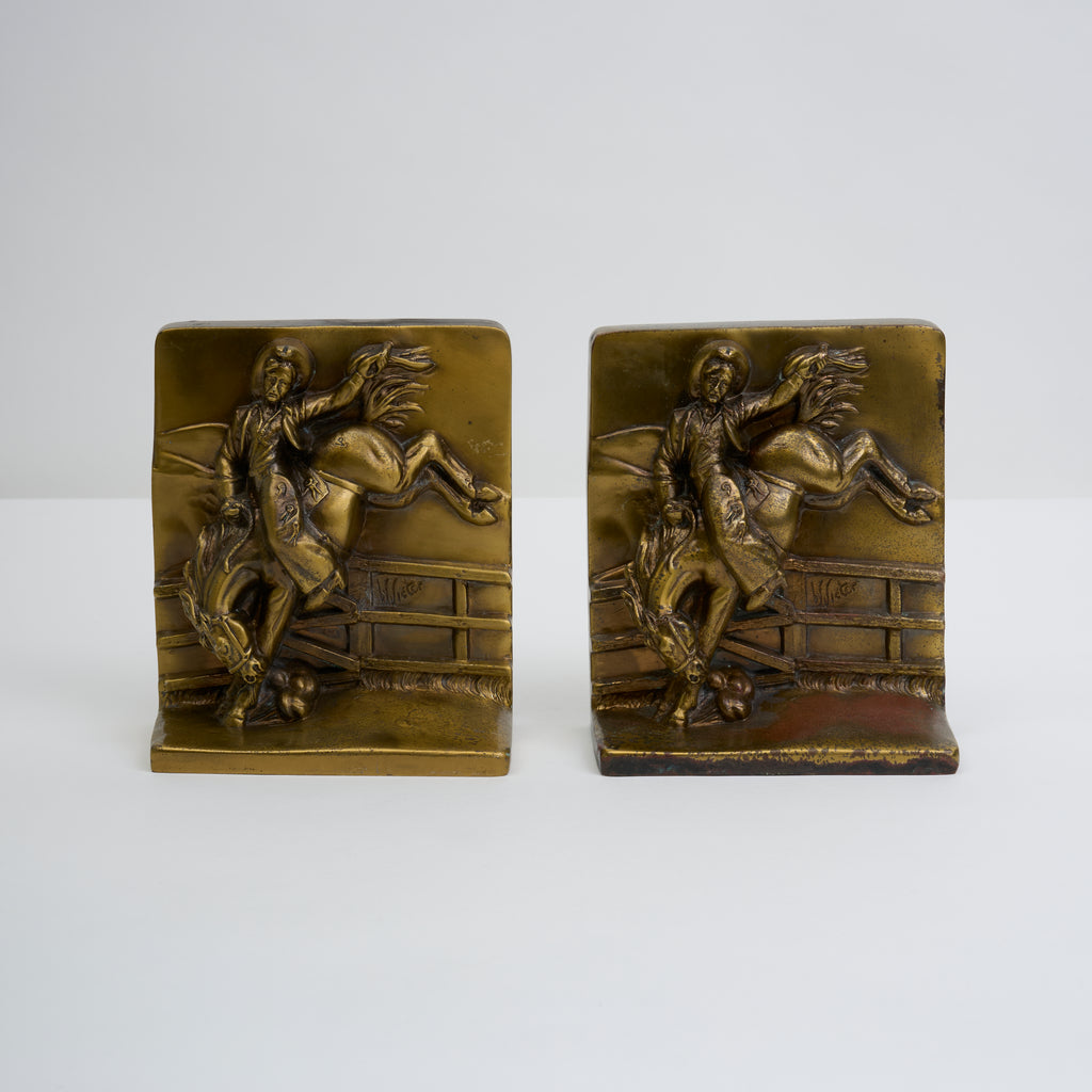 Brass Cowboy Bookends