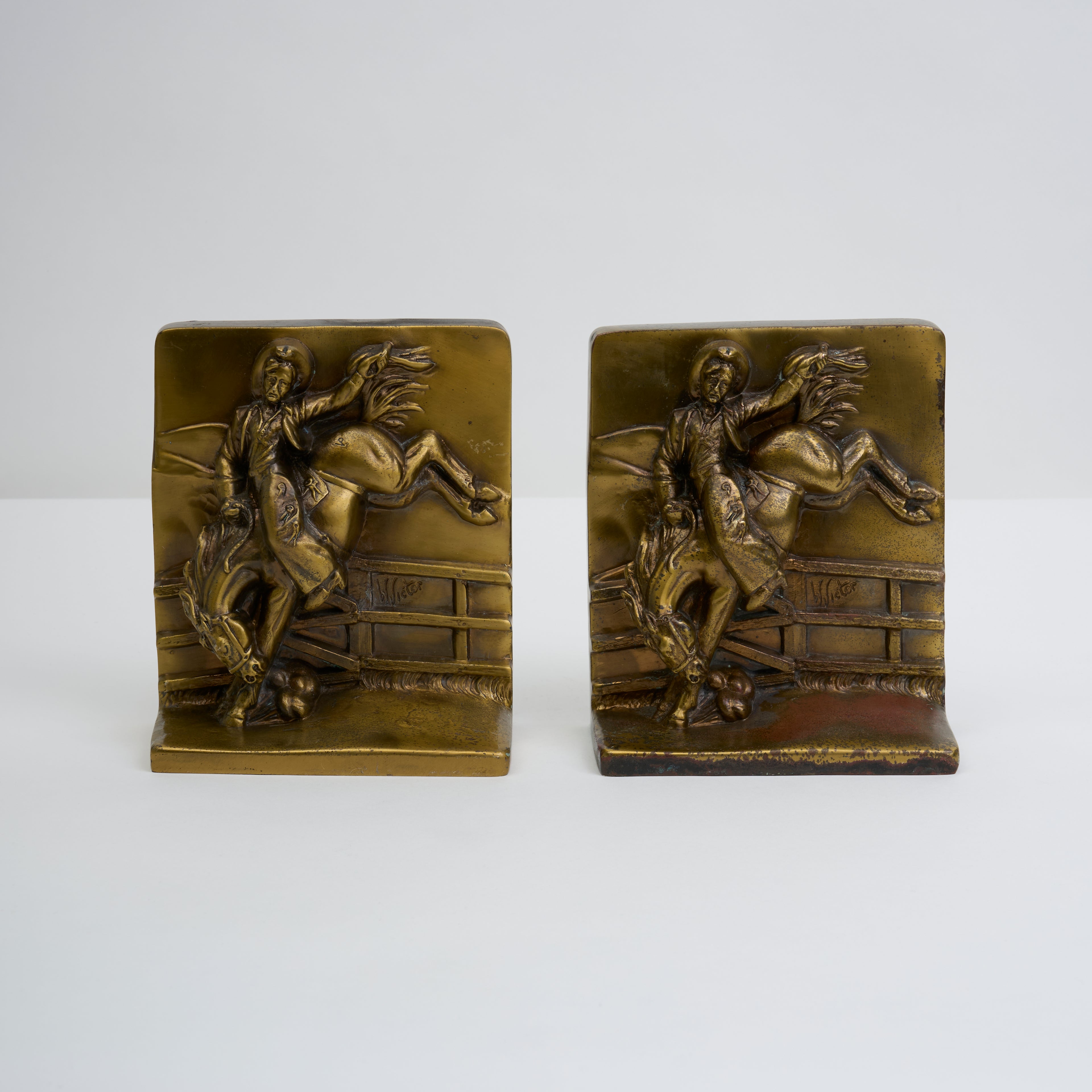 Brass Cowboy Bookends