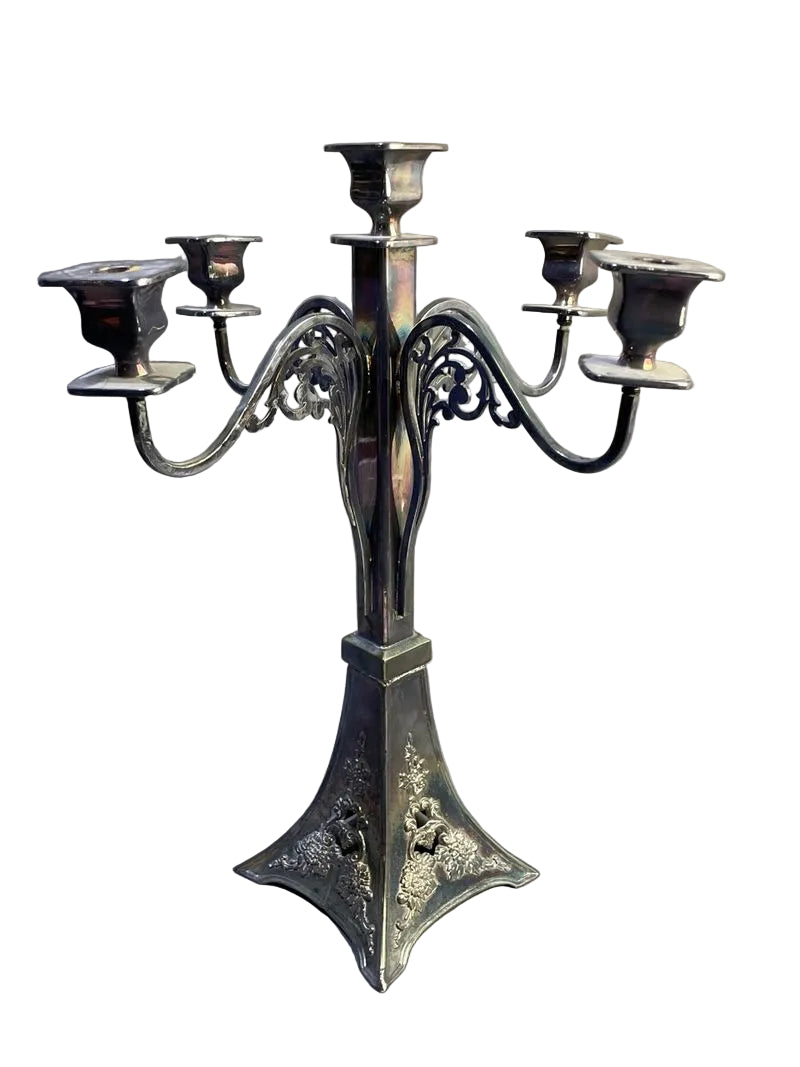 Art Nouveau Silver Plate Candelabra