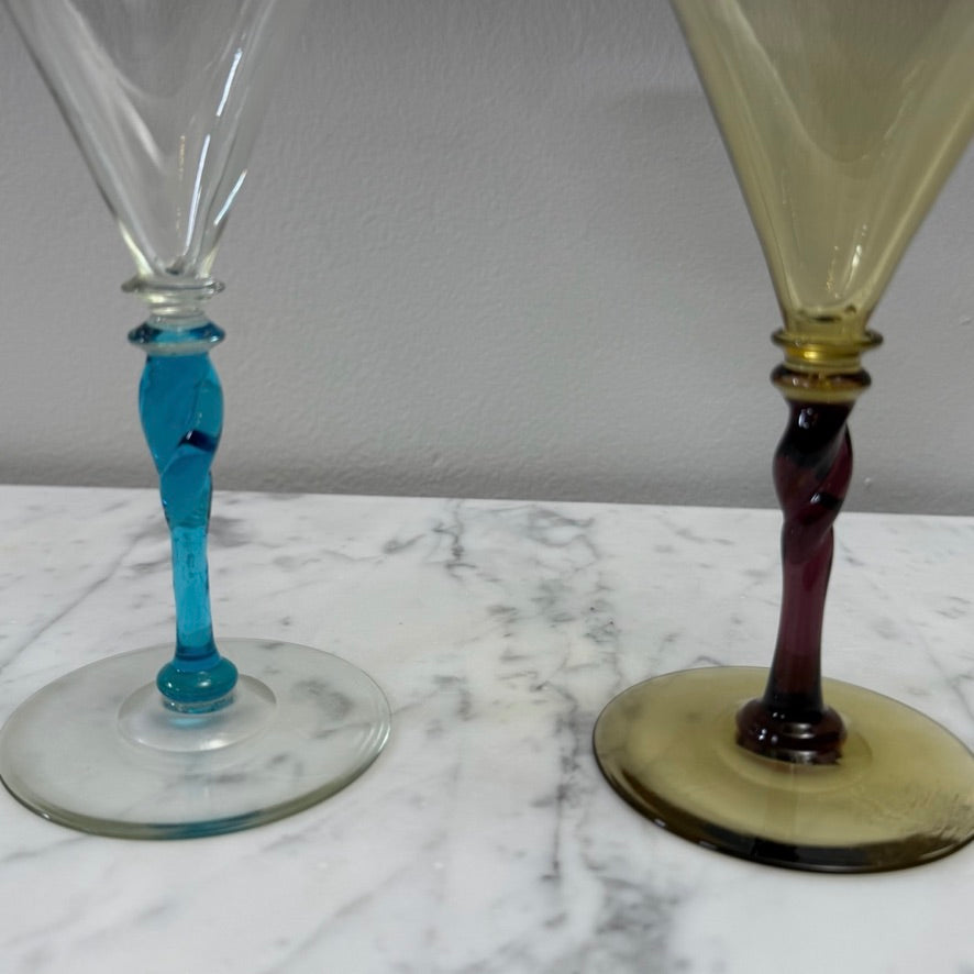 Early 20th Century Steuben Art Glass Goblets, Pair