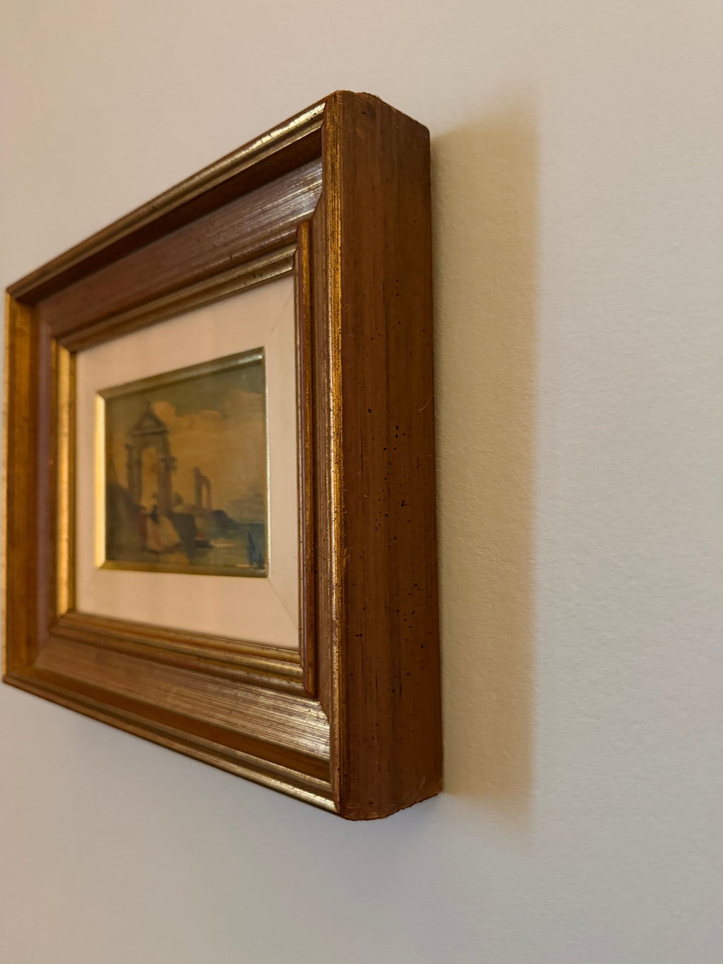 Italian Coastal Ruins Scene – Oil on Copper